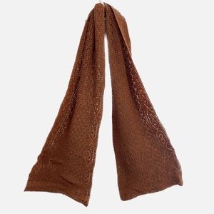 Lacy Hand knitted, rust coloured scarf.